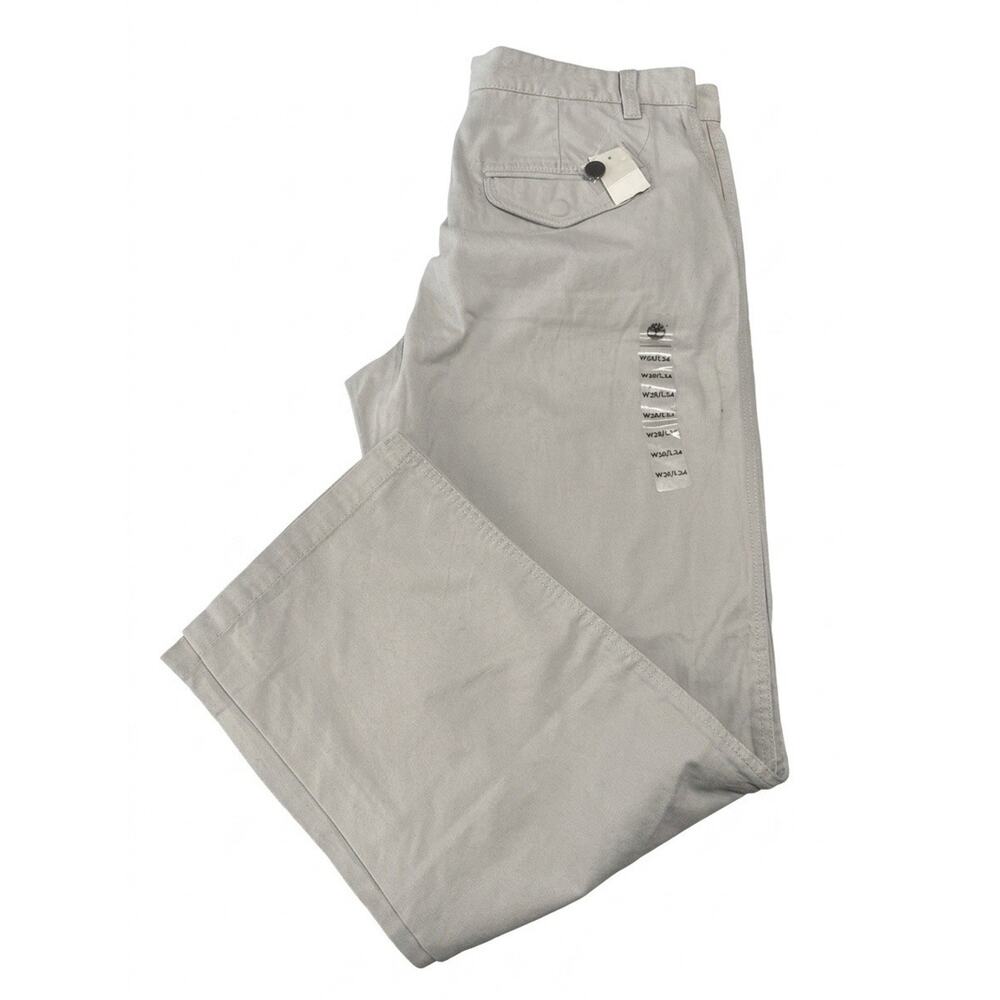Timberland Men's W38 L34 Regular Fit Chino Pants Style 4167J Gray Flap Pocket